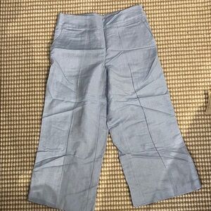 LOFT Light Blue linen Wide-Leg cropped Pants